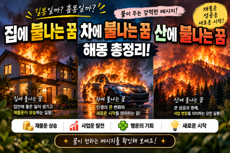 집에 불나는 꿈, 차에 불나는 꿈, 산에 불나는 꿈 해몽! 길몽일까? 흉몽일까?
