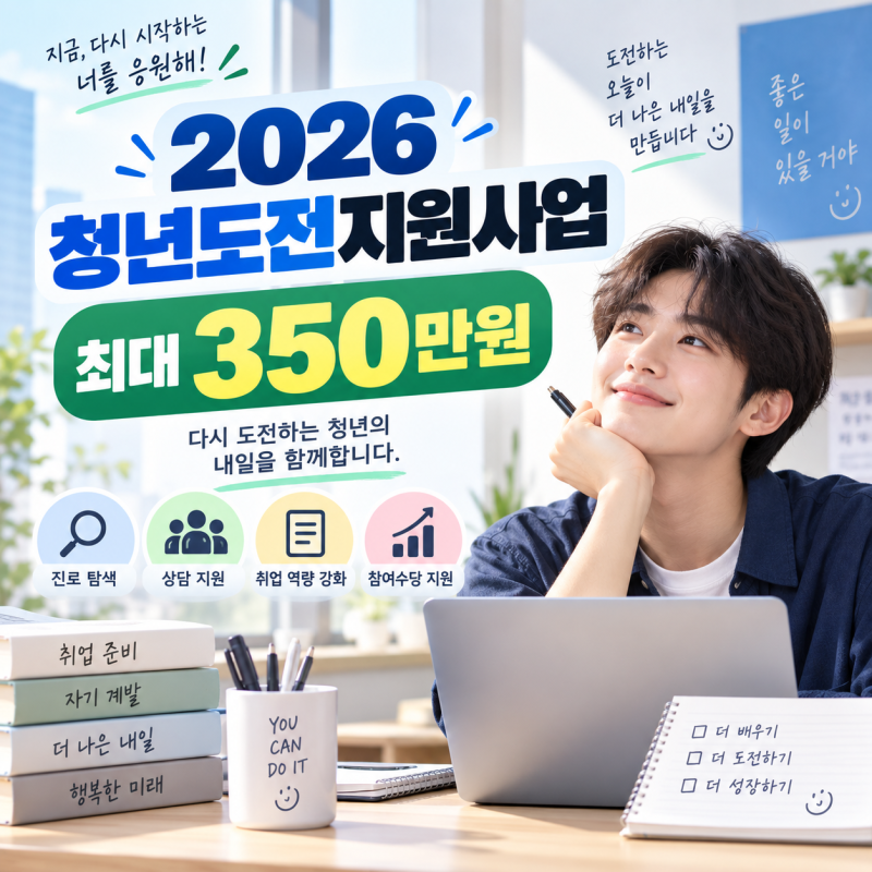 2026 청년도전지원사업 최대 350만원, 지원 대상부터 신청방법까지