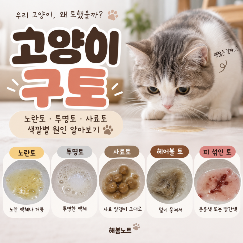 고양이 구토 원인, 노란토 투명토 사료토 색깔별로 알아보기