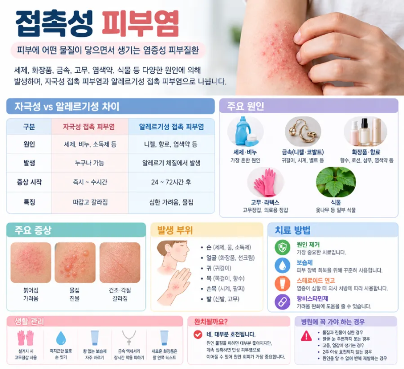 "가려움, 물집, 붉은 발진" '접촉성 피부염'의 원인, 종류, 증상, 진단, 음식, 치료 방법, 자극....