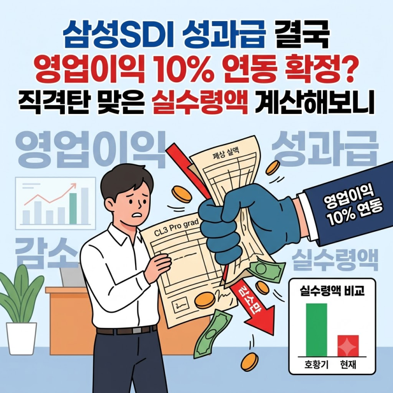 삼성SDI 성과급 결국 영업이익 10% 연동 확정? 직격탄 맞은 실수령액 계산해보니