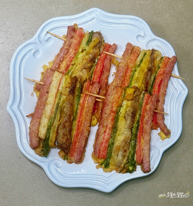 명절 요리: 정석 '꼬치전'(오색꼬치전) 예쁘게 부치는 법