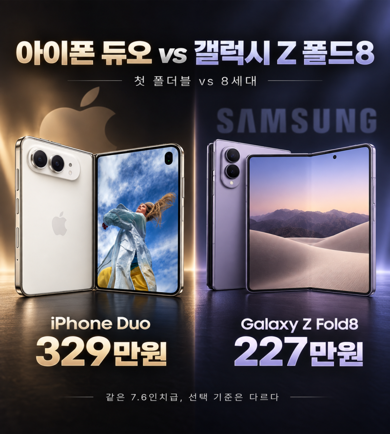 아이폰 듀오 vs 갤럭시 Z 폴드8｜100만원 더 비싼 애플 첫 폴더블, 살 이유 있을까?