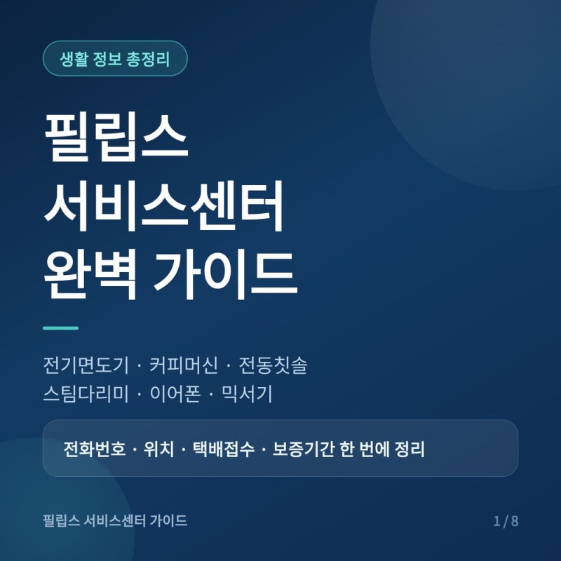 필립스 서비스센터 전화번호 총정리 (면도기·커피머신·전동칫솔·다리미·이어폰·믹서기)