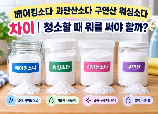 베이킹소다 과탄산소다 구연산 워싱소다 차이｜용도별 사용법 정리