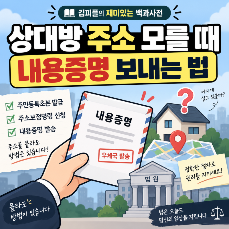 상대방 주소 모를 때 내용증명 보내는 법｜주민등록초본·주소보정명령까지