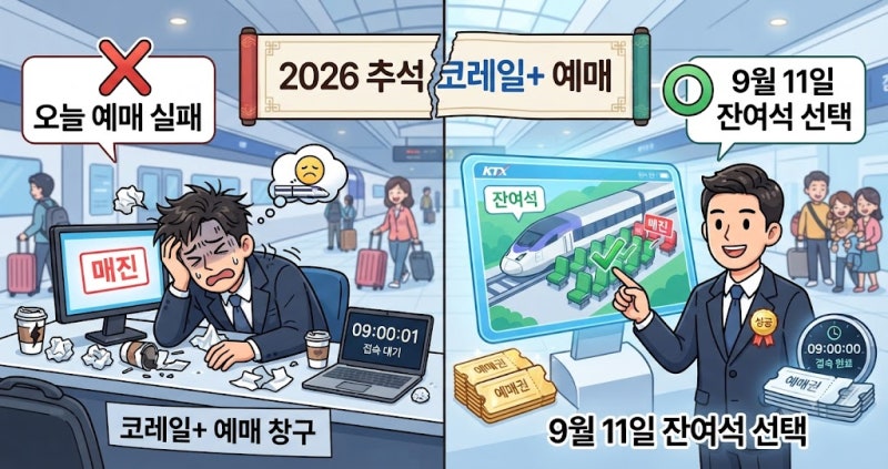 2026 추석 코레일+ 예매, 오늘 실패해도 9월 11일 잔여석에서 갈리는 선택