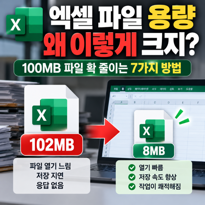 엑셀 파일 용량 왜 이렇게 크지? 100MB 파일 확 줄이는 7가지 방법