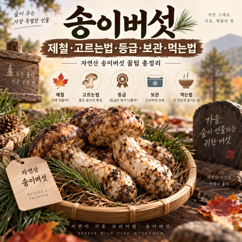 송이버섯 제철 언제? 자연산 송이버섯 고르는법·등급·보관법·맛있게먹는법 꿀팁 총정리!