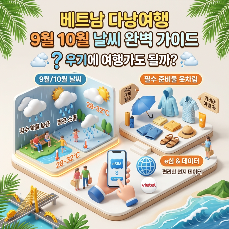 베트남 다낭여행 9월 10월 날씨, 우기에 여행가도 될까? 필수준비물 옷차림 e심 완벽 가이드