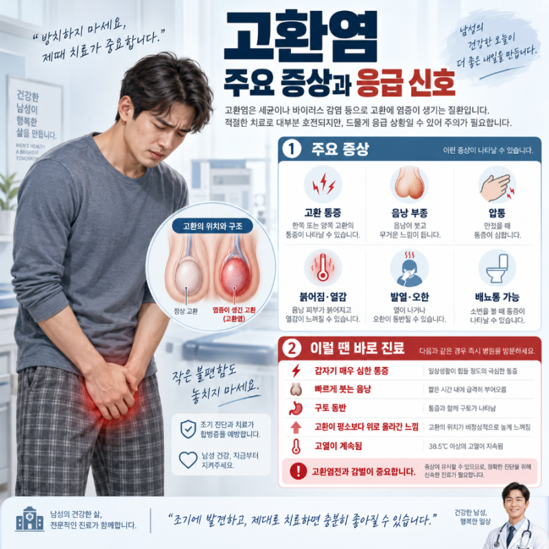 고환염 증상, 원인, 치료, 고환 통증, 부고환염과의 차이, 불임 가능성 등 총정리