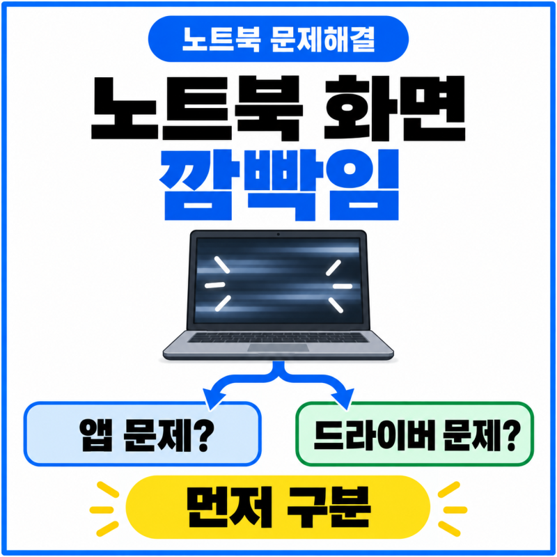 노트북 화면 깜빡임 생겼을 때 | 앱 문제·드라이버 문제 구분