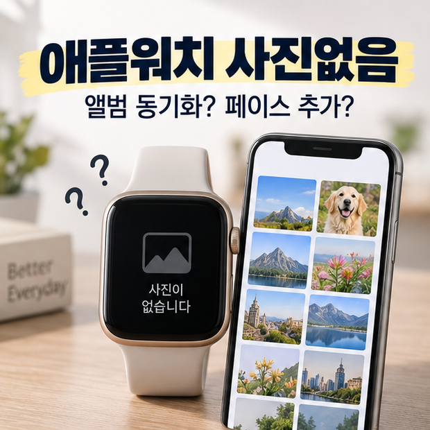 애플워치 사진없음, 현재 시계 페이스로 설정 안 되면 앨범 동기화와 페이스 추가 중 어디부....