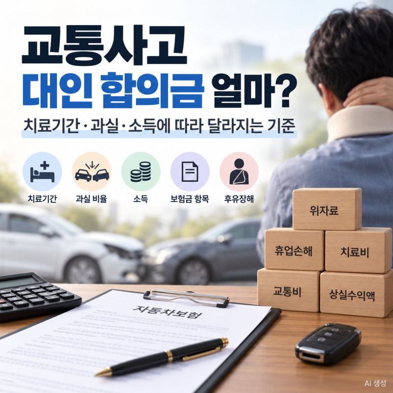 교통사고 대인 합의금 얼마｜치료기간·과실·소득에 따라 달라지는 기준