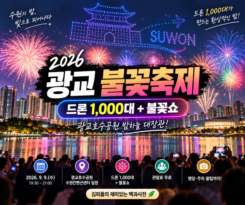 2026 광교 불꽃축제 총정리｜수원 드론·불꽃축제 1000대 드론, 시간·명당·주차 꿀팁