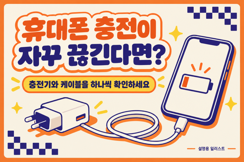 휴대폰 충전이 안 되거나 자꾸 끊길 때, 충전기·케이블부터 확인하기
