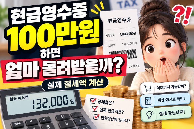 현금영수증 100만원 하면 얼마 돌려받을까? | 실제 절세액 계산