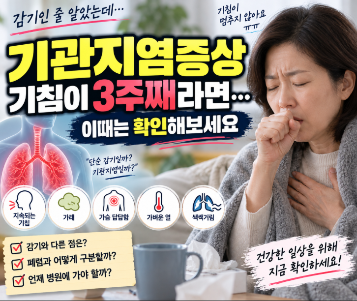 기관지염증상, 감기인 줄 알았는데 기침이 3주째라면…이때는 확인해보세요