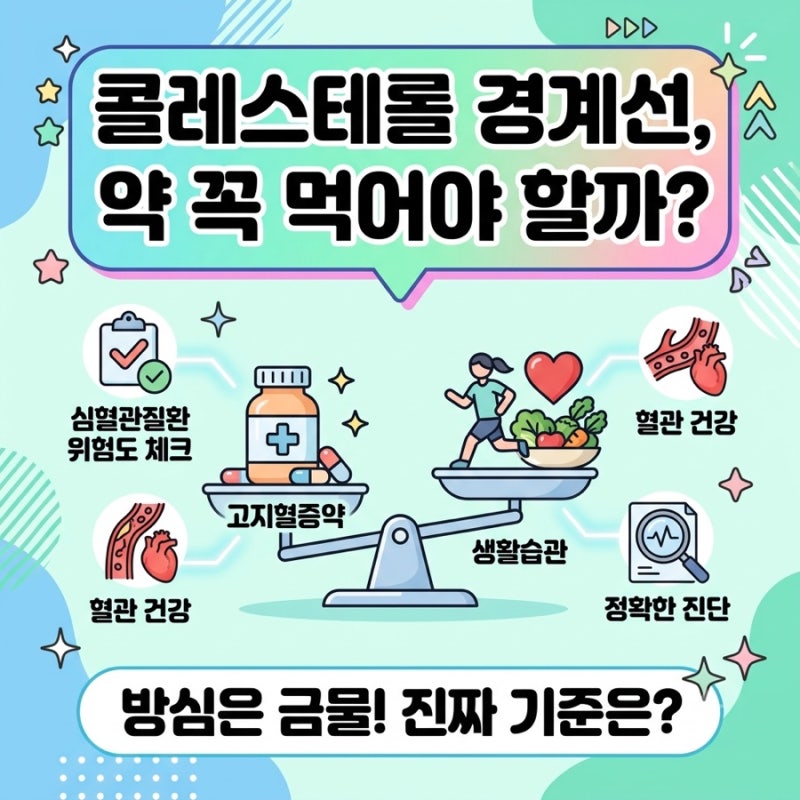 콜레스테롤 경계수치, 고지혈증약 먹어야 할까? (명확한 기준과 주의사항 총정리)