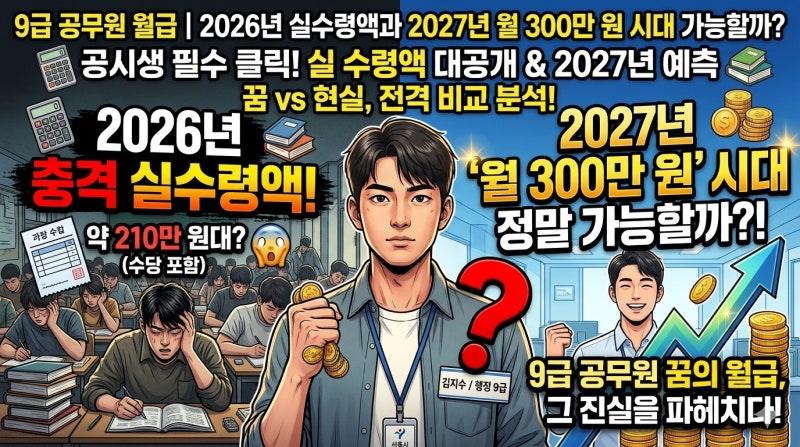 [9급공무원 급여2탄] 9급 공무원 월급｜2026년 실수령액과 2027년 월 300만 원 시대 가능할까?