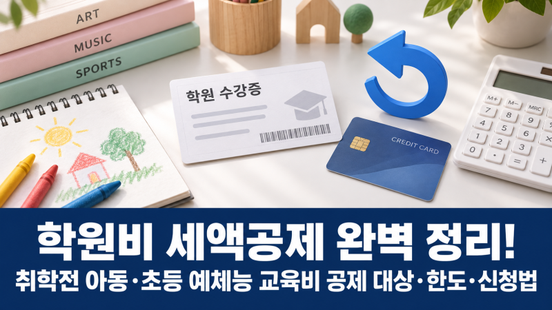 학원비 세액공제 완벽 정리! 취학전 아동·초등 예체능 교육비 공제 대상·한도·신청법