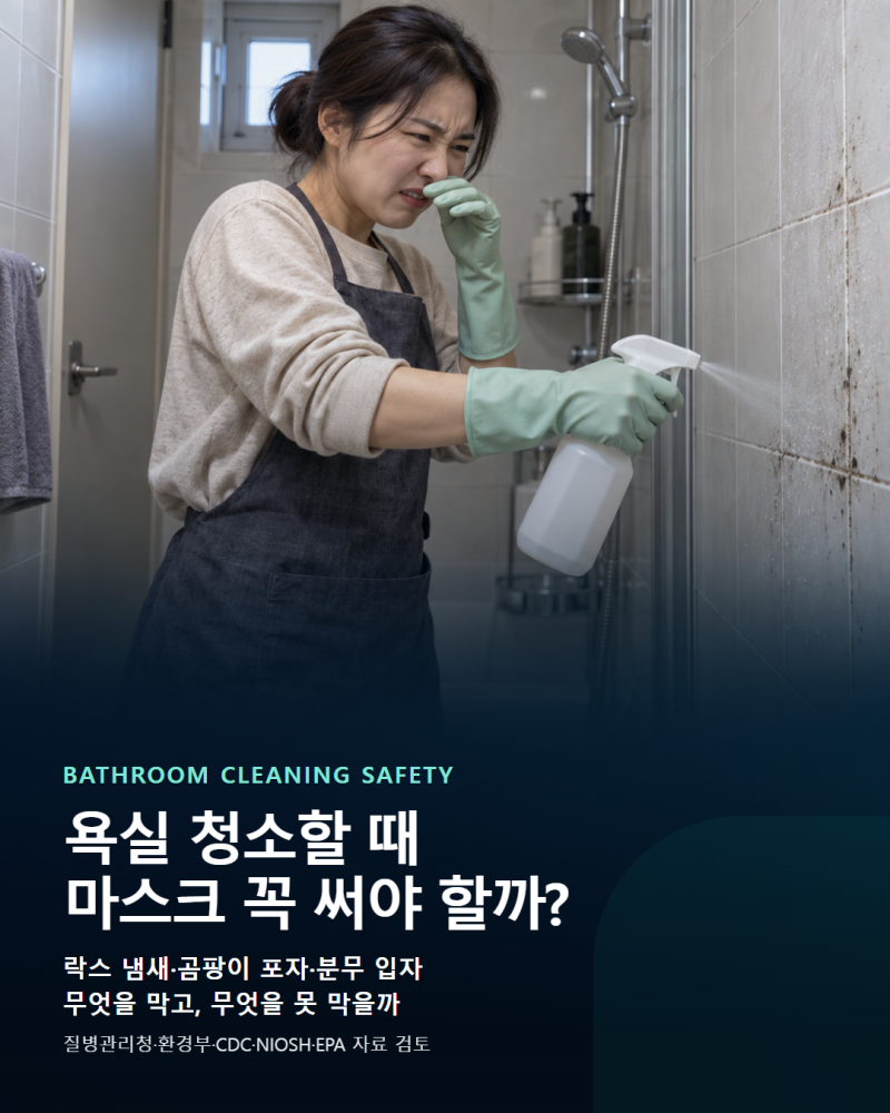 욕실 청소할 때 마스크 꼭 써야 할까? 락스 냄새·곰팡이·분무 세제 안전 가이드