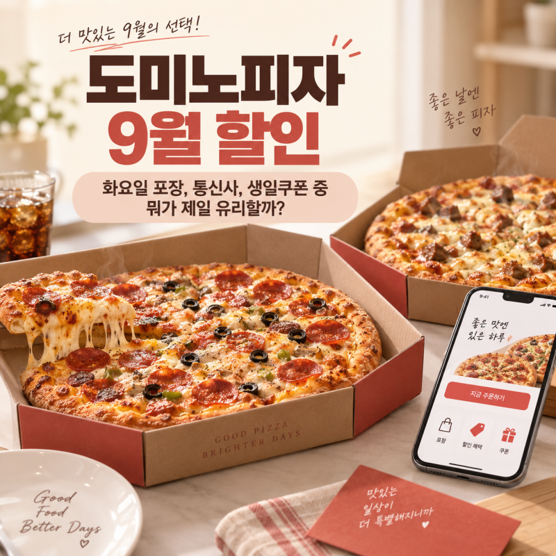 도미노피자 9월 매주 화요일마다 40% 할인 받는 법, 통신사 생일쿠폰 제휴카드 총정리