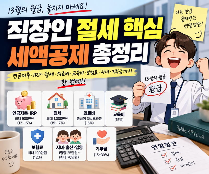직장인 절세 핵심｜2026 세액공제 총정리, 연말정산 이것부터 챙기세요