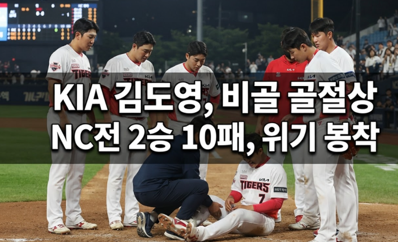 KIA 타이거즈 김도영 비골 골절 부상 이탈, NC전 2승 10패 약세 총정리