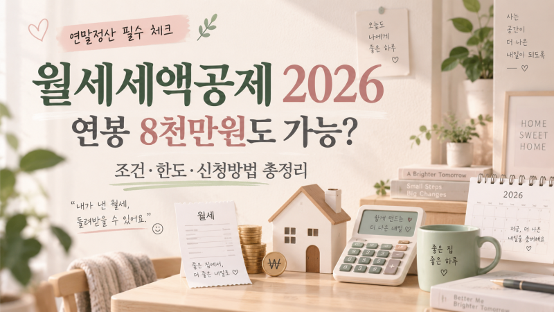 월세세액공제 2026｜연봉 8천만원도 가능? 조건·한도·신청방법 총정리