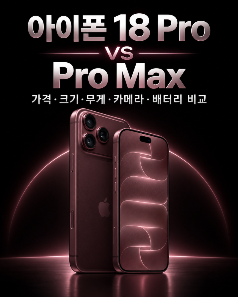 아이폰 18 Pro vs Pro Max｜가격·크기·무게·카메라·배터리 차이 비교