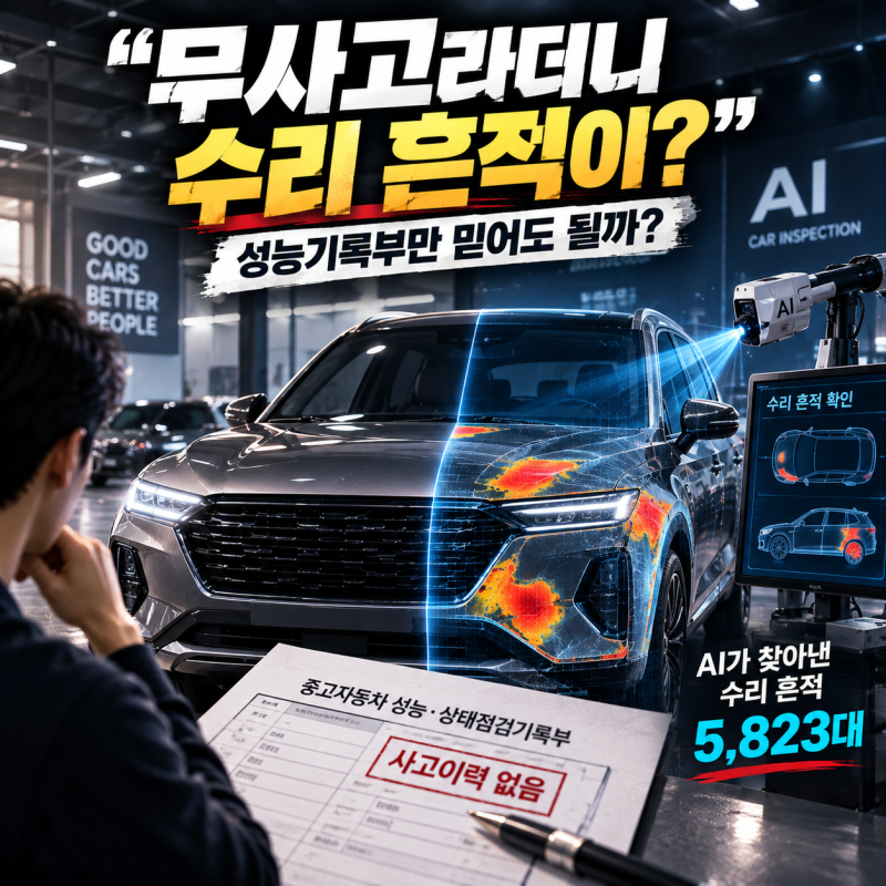 “무사고라더니 수리 흔적이?” 중고차 5,823대 AI가 찾아냈다…성능기록부만 믿어도 될까?