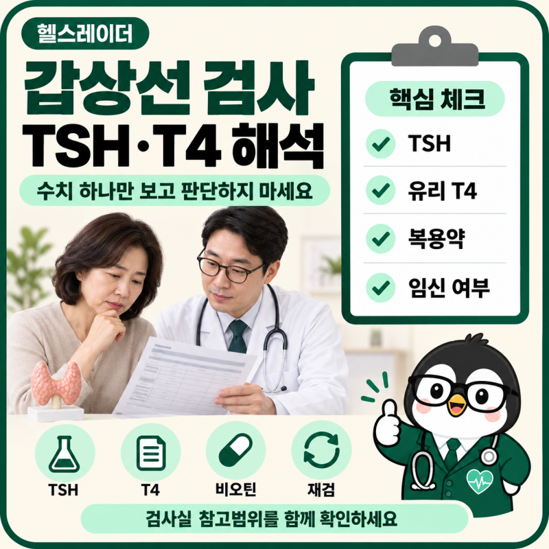 갑상선 기능검사 TSH·유리 T4 수치 해석, 금식과 비오틴 주의사항