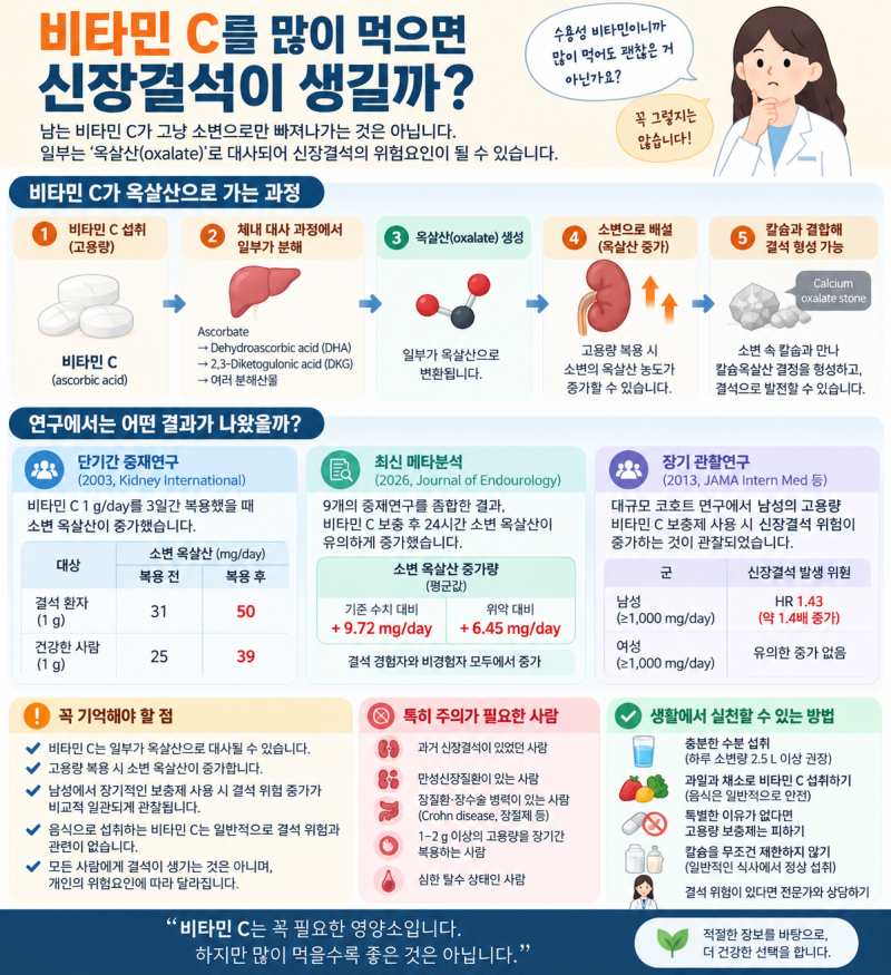 비타민 C를 많이 먹으면 신장결석이 생길까?