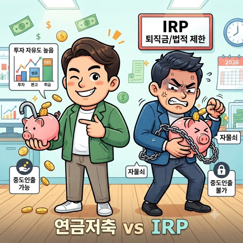 2026 연금저축 IRP 차이, 900만원보다 먼저 갈리는 중도인출과 투자 자유도