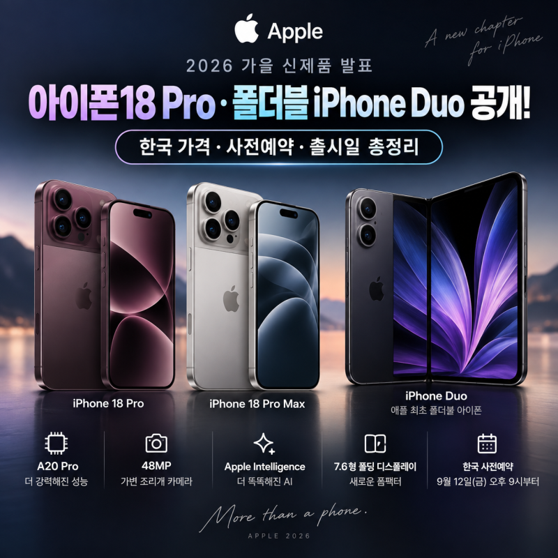 아이폰18 Pro·폴더블 iPhone Duo 공개! 한국 가격·사전예약·출시일 총정리