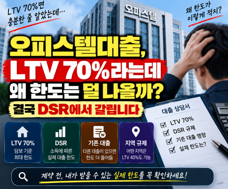 오피스텔대출, LTV 70%라는데 왜 한도는 덜 나올까…결국 DSR에서 갈립니다