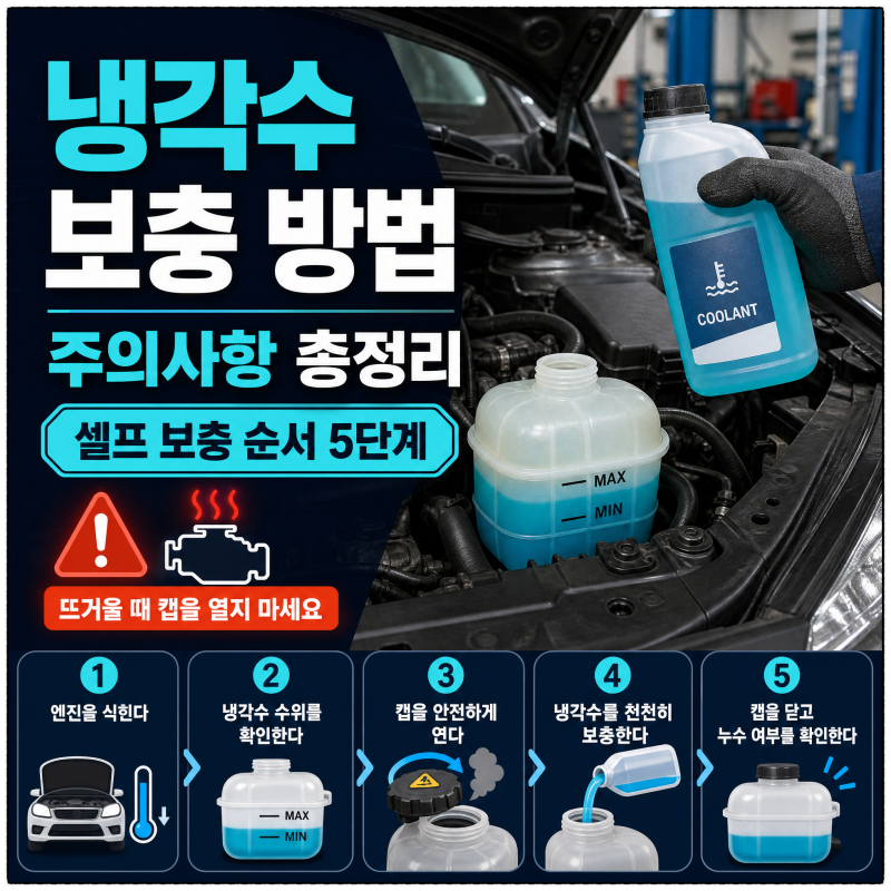 냉각수 보충 방법 주의사항 총정리 셀프 보충 순서 5단계