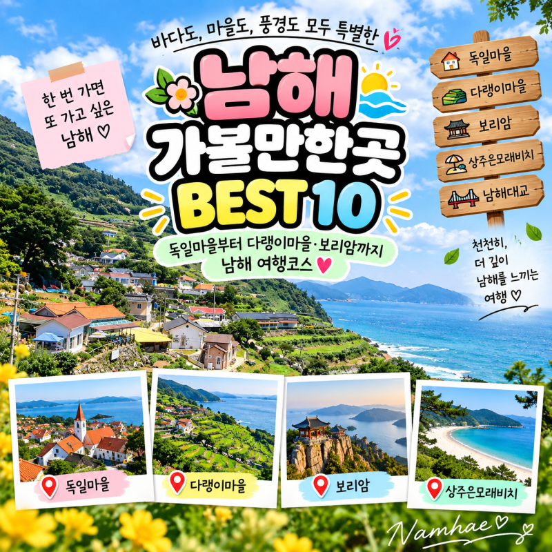 Namhae 2-Day Travel Itinerary | From German Village to Daraengi Village and Boriam Temple
