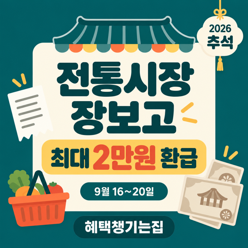 추석 전통시장 장보기 혜택｜9월 16일부터 온누리상품권 최대 2만원 환급
