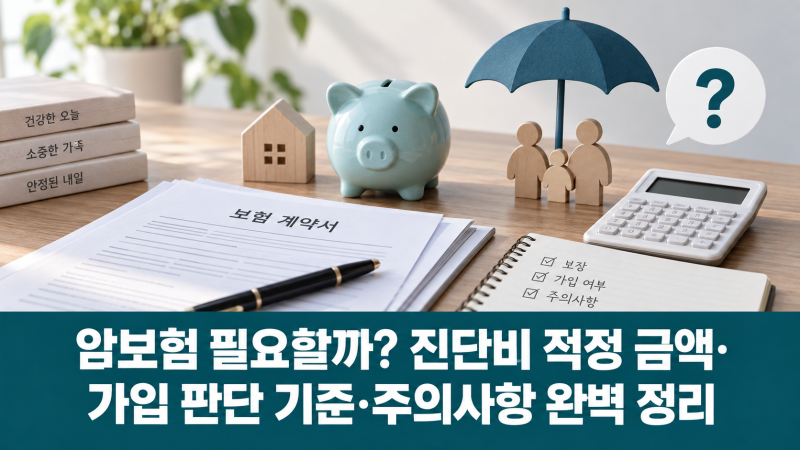 암보험 필요할까? 진단비 적정 금액·가입 판단 기준·주의사항 완벽 정리