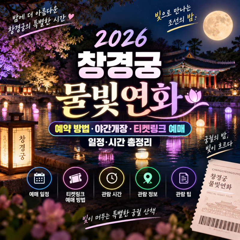 2026 창경궁 물빛연화 예약 방법 야간개장 티켓링크 예매 일정·시간 총정리