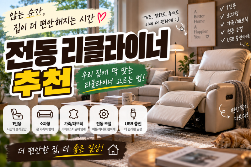 전동 리클라이너 추천, 1인용부터 소파형까지 편하게 고르는 법