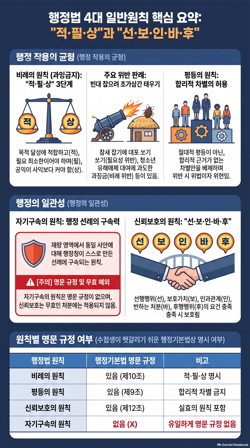 [행정사 행정법 5강] 빈대를 잡으려 초가삼간을 태우면 — 행정법 일반원칙 네 가지 (이준희/....