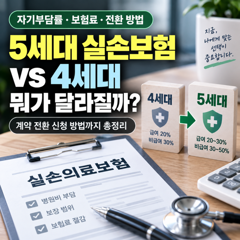 5세대 실손보험 자기부담률과 4세대 비교 계약 전환 신청 방법