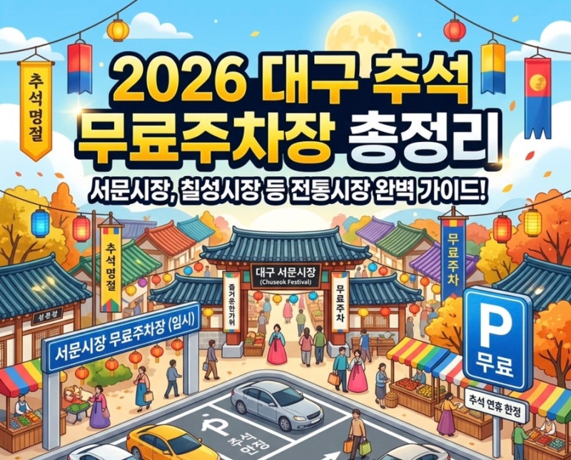 2026 추석 대구 공영주차장 무료 개방 일정 및 전통시장 주차 꿀팁