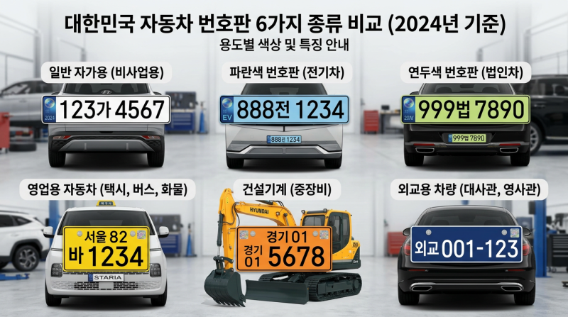 자동차 번호판 색상·글자 한눈에 보기 | 2024 연두색 번호판 신제도 완벽 설명