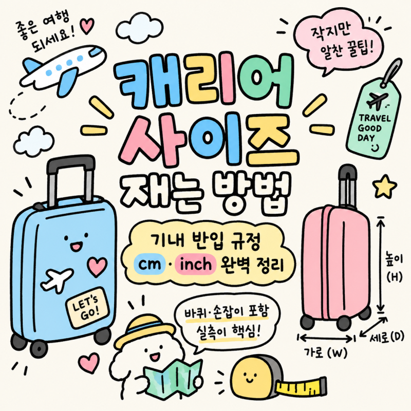 캐리어 사이즈 재는 방법! 기내 반입 규정 cm 인치 완벽 정리