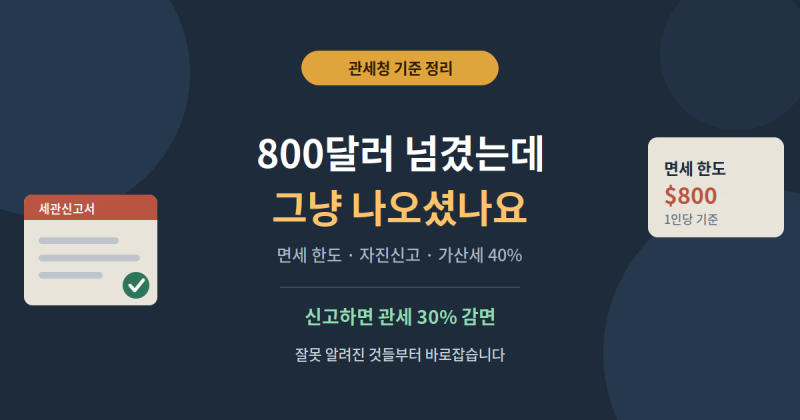 800달러 넘겼는데 그냥 나오셨나요 세관 자진신고, 안 하면 40% 더 냅니다