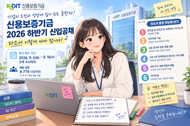 지금 지원 마감이 코앞! 신용보증기금 2026 하반기 신입 공채, 자소서 완전 분석